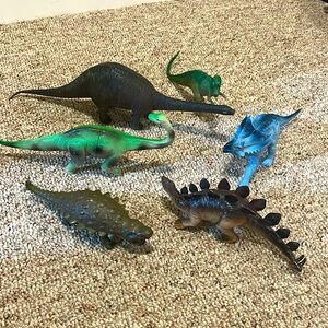 Vintage toy dinosaurs LARAMI and Greenbriar made in Hong Kong